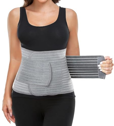 MAMODY Postpartum Belly Wrap, Postpartum Belly Band, Abdominal Binder (Polyester Made with Bamboo Charcoal Fiber),L/XL