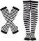 SUNTRADE Womens Girls Cosplay Striped Knee High Socks Leg Arm Warmer Fingerless Gloves Set (Black-White)