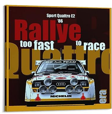 JONZA Vintage Rally Racing WRC-Poster für Audi Quattro S1 E2, dekoratives Gemälde, Leinwand, Wand und Kunstbild, Familienschlafzimmer, 70 x 70 cm