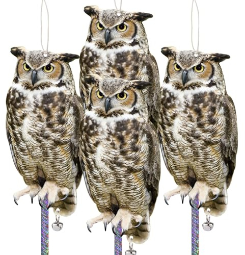Kungfu Mall 4 Stück Taubenabwehr Balkon, Vogelabwehr, Vogelschreck | Taubenschreck Eule, Pappe Vogelscheuche Garten Spatzenabwehr Tauben Vertreiben, Raben Vogel Abschreckung Vogelband