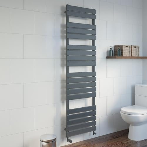 DuraTherm® 1800 x 500mm Flat Panel Heated Towel Rail Radiator Modern Central Heating Bathroom Warmer Wall Mounted Ladder Rad, Anthracite