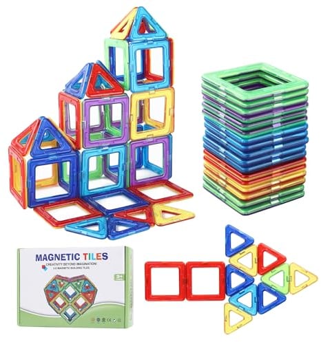 HAOYULUO Magnetische Bausteine 40 Teile, Magnet Spielzeug Kinder ab 3 4 5 6 7 8 Jahre Junge Mädchen, Magnetische Bausteine Teile Kinder Spaß Puzzle Block Spielzeug.