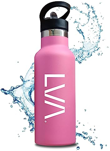 LVA Botella Termo 750ml Agua, Café o Té helado de Acero Inoxidable con mosquetón | Niños y Adultos | Sin BPA | Reutilizable | Deporte, Viajes, Oficina, Colegio | Fácil Lavado (750ml, Rosa)