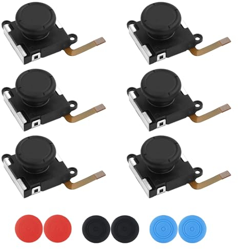 12 in 1 joy con Reparaturset, 6 Analog joystick Ersatz mit 6 Kappen, No Drift (Set B)