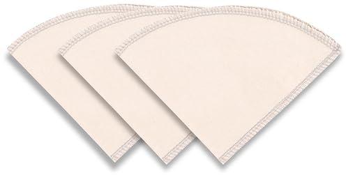 Organic Cloth Coffee Filters 3-Pack Reusable Hario Style V60 Pourover Coffee Filters (No.4 Cone (3-10 Cups))