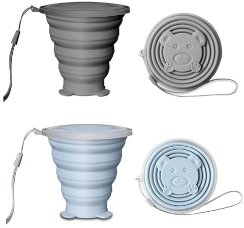 200 ml Tasses en Silicone Pliables, Tasse De Voyage Pliable, Coupe de Voyage légère, Gobelets Pliables en Silicone, Mug à Café Portable, Gobelet Pliable Silicone, Gobelets Retractable De Voyage