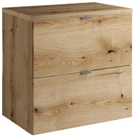 Lomadox Badezimmer Waschtisch 60cm, Eiche, geringe Tiefe (40cm)