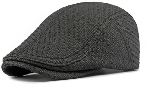 YAMEE Boinas de Paja Hombre Transpirable,Boina Mujer Vintage,Sombrero Beret para Hombre Ajustable,Gorra Trucker,Gorra Plana de Vendedor de Periódicos Unisex para Playa,Vacaciones,Jardinería