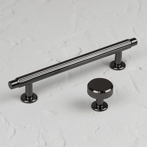 Black Nickel Cabinet Knob Polished Cupboard Door Drawer Pull Handle Textured Wardrobe Furniture Replacement Upcycle