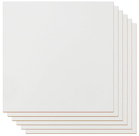 Placas de madera MDF para manualidades, 6 unidades de tablero de fibra de densidad media, placas de madera para manualidades sin procesar, 300 x 300 x 3 mm, color blanco, láminas de madera de fibra de