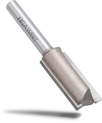 hsawbit Straight 2-Flute Router Cutter, 1/4 Inch Shank, 14mm Cut Diameter & 30mm Cut Length, Flush Trim Router Bit for Woodworking