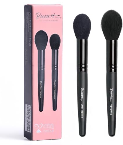 Bueart Design Großer Highlighter-Puder-Make-up-Pinsel mit kleinem, konischem Highlighter-Pinsel, ideal für präzises Verblenden von Highlighter, Bronzer und Rouge, weiche, dichte Borsten, vegan und