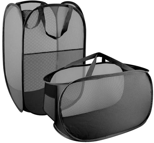 Wäschekorb,Groß Wäschekorb Faltbar,Pop-Up-Wäschekörbe,Faltbarer Laundry Basket Mesh Pop up Großer Aufbewahrungskorb mit Seitentasche,Anwendbar auf die Lagerung von Kleidung und Sundroes