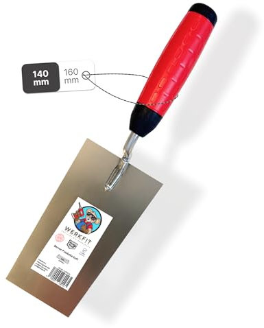WERKFIT Profi Maurerkelle aus Edelstahl - Berner Putzkelle Rostfrei - Trockenbau Stuckateurkelle mit Softgriff - Hergestellt in Österreich(140mm)