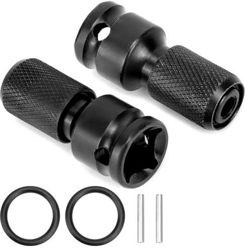 QWORK® 2 Pièces Adaptateur de Douille à Tige Hexagonale 1/2 à Entraînement Carré 1/4 à Dégagement Rapide pour Clés à Chocs et à Cliqueta