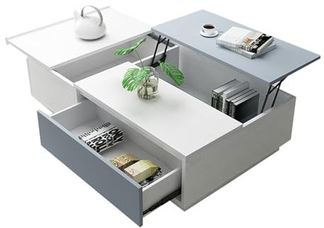 Lift Up Couchtisch - Multifunktionaler Couchtisch mit Stauraum für Wohnzimmer