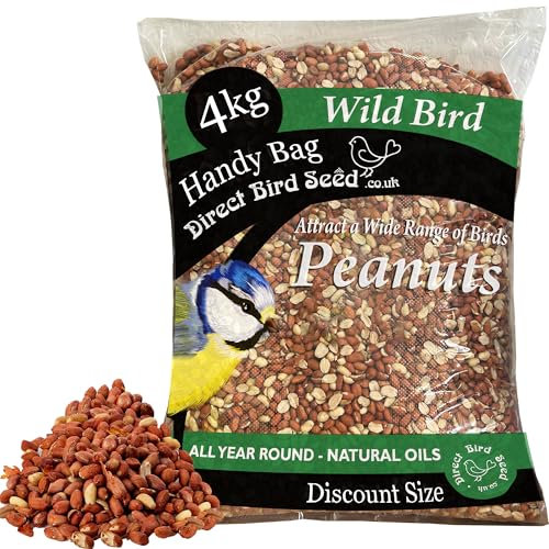 Peanuts for Wild Birds Bag - 4kg Premium High Energy Large Bag Wild Bird Food - Protein Rich Nuts, Split Peanuts for Garden Birds Feed or Squirrels.