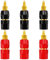 KUOQIY 6 Piezas 4mm Banana Socket, Banana Binding Post Altavoz Audio Amplificador Binding Post, para Banana-Jack Adaptador Conector, Negro y Rojo