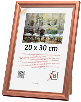 3-B Bilderrahmen MORI - Kupferrot - 20x30 cm - Holzrahmen, Fotorahmen, Portraitrahmen mit Acrylglas