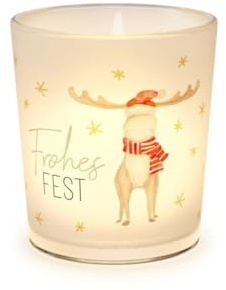 Windlicht Glas Teelichthalter Geschenk Weihnachten (Elch - 6401751)