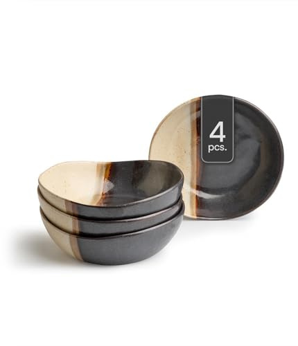Home4You Schalen - Ø 18 cm - Schwarz - Greige - Keramik - matt - 4er Set