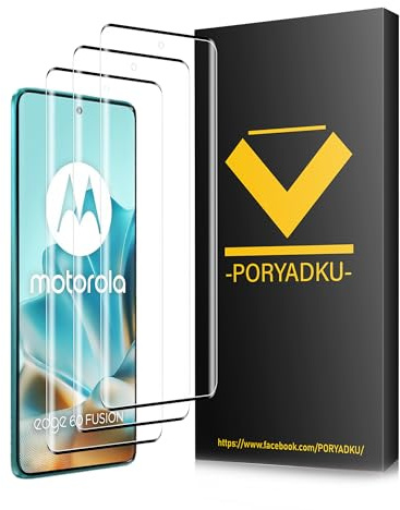 V-PORYADKU Protection D'écran pour Motorola Moto Edge 60 fusion/Edge 60 Pro/Edge 60 5G 6,67 Pouces, Verre Trempé 3 Pièces, Anti-empreintes digitales, 9H Dureté, Sans Bulle