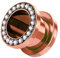 Piercingfaktor Flesh Tunnel Schraub Plug Ohr Piercing Edelstahl Titan mit Schraubverschluss Zirkonia Kristallen Steinen 8 mm Rosegold Rose Gold
