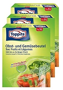 Toppits Obst- und Gemüse-Beutel 7x3Liter Hält biszu 3x länger frisch (3er Pack)