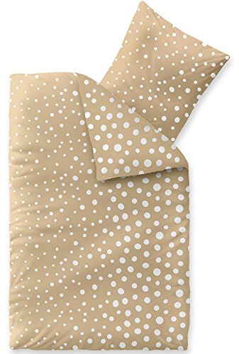 aqua-textil Trend Bettwäsche 155x220 cm 2tlg. Baumwolle Bettbezug Tabea Punkte Beige Weiß