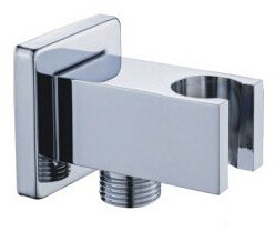 KB025 Luxus Handbrausehalter mit 1/2 Wandanschlussbogen, Messing, hochglänzend verchromt