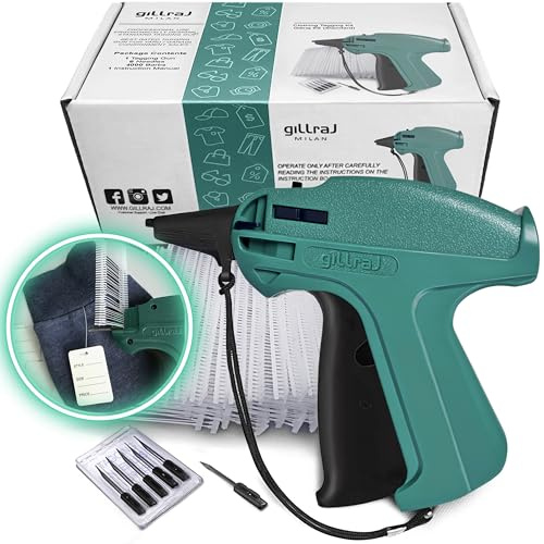 GILLRAJ - Pistola de etiquetado para Ropa, Paquete Jumbo de 5000 púas de 2 Pulgadas y 6 Agujas, Precio al por Menor para Colgar Ropa, Cierre de Pistola para envío de Tienda, Garaje, Venta de Patio