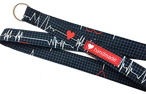 Schlüsselband - EKG - Herz - blau/weiß/rot