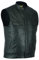 Leatherick Herren Anarchy Club-Stil Premium Rindsleder Motorrad Leder Weste Schwarz - M50