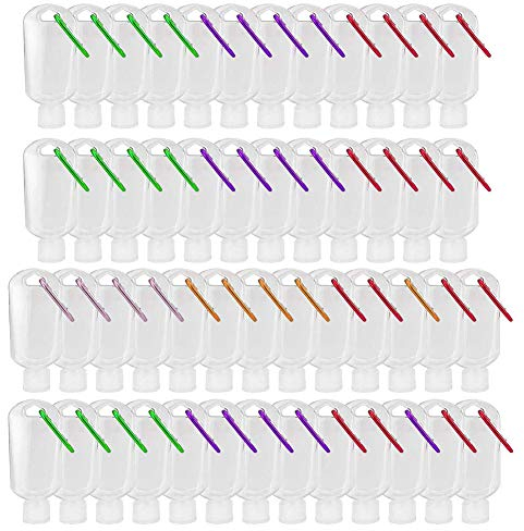 50 Pezzi 50ml Bottiglie da Viaggio Vuota Portatili in Plastica Trasparente Travel Containers con Portachiavi, Flaconi per la cosmetica,Perfetto per Esempio Disinfettante le mani,Lozione etc (60 pezzi)