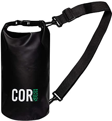 COR Surf Bolsa de Surf Impermeable e insumergible - La Bolsa Enrollable Mantiene el Equipo seco para piragüismo, Rafting, Vela, natación, Pesca, Senderismo, Camping o IR a la Playa (Negro 5L)