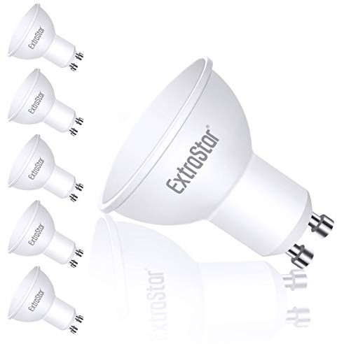 EXTRASTAR Ampoules Led 6W GU10, équivalent Ampoule Traditionnelle 48W, Ampoule LED Blanc Froid 6500K, Spot LED 480LM, Angle de Faisceau 120 °, Non Dimmable, Lot de 6