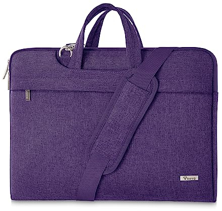 Voova Sacoche pour Ordinateur Portable légère 13 13.3 14 Pouces Sac Pochette Housse PC Imperméable Sac à bandoulière Sac à main avec Bandoulière et Poignée Cachée Violet