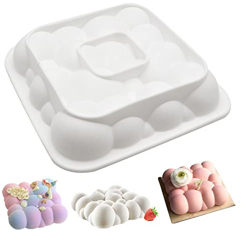 Moule à Gâteau Nuages de Bulles Silicone 3D Carré - Moule à Gâteau Mousse Blanc Pour Chocolat et Desserts