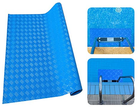Alfombrilla protectora para escalera de piscina, tamaño mediano, 9 x 35.4 pulgadas, con textura antideslizante