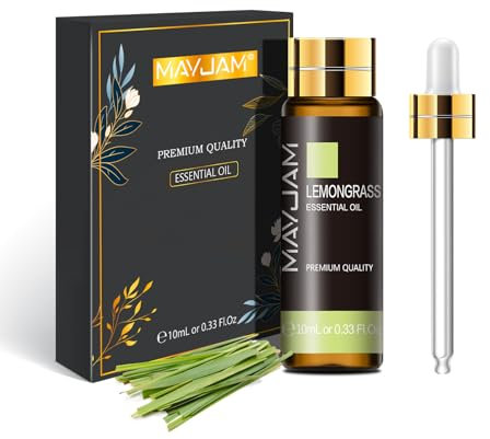 MAYJAM Huile Essentielle de Citronnelle 10ML de Haute Qualité pour Diffuseur, Humidificateur, DIY, Home, Wardrobes