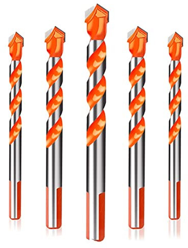 disdain Drill Bit Set Hole Saw Bit Set, 5pcs Multi-function Drill Bit Set Suitable for Concrete Brick Wall Glass Mirror Wood Etc. Diameter 6, 6,8,10, 12 mm (orange)