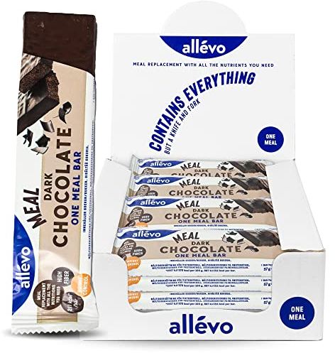 One Meal Bar - Chocolat noir - Barre - substitut de repas hypocalorique pour aider à perdre du poids et à contrôler son poids - haute teneur en protéines, fibres, vitamines - Allévo by Alpha Foods