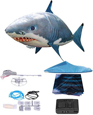Syrisora Poisson gonflé Requin Mouche, Jouet de Requin Mouche, télécommande Requin Volant, gonflé RC Ballon Gonflable Jouet Requin Clownfish pour Enfants(Requin Bleu)
