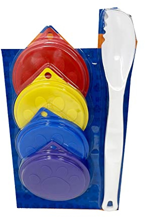 Zvire Pet Food Can Covers 4-Pack with Serving Spoon, Reusable Plastic Lids for Standard Size Cans
