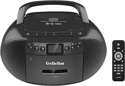 G Keni CD portatile e lettore di cassette Boombox Combo, registratore a cassette con telecomando, radio AM FM, riproduzione USB con jack per cuffie, alimentato a batteria o alimentato a rete per la