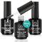 Beetles Gel Polish Base & Top Coat Set - 3pcs, 15ml Base Gel, No Wipe Top Coat, Matte & Shine Finish, Long Lasting Soak Off, LED Nail Lamp