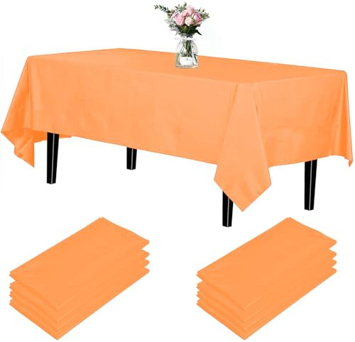 Newthinking Einweg Party Tischdecken, Rechteckig, 137 x 274 cm, 4 Stück, Kunststoff-Tischdecke für Party, Hochzeit, Grillen,Picknick, Weihnachten (Orange)