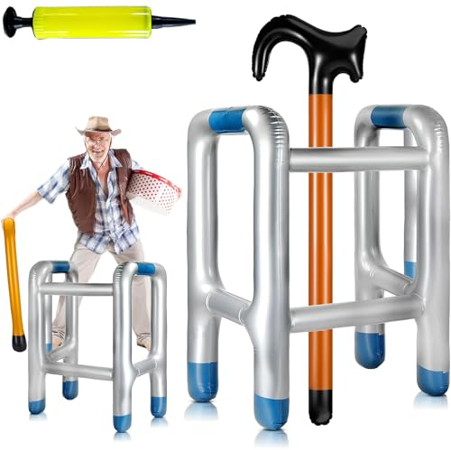 BSTDAYEVER Aufblasbare Gehhilfe Sicher Aufblasbarer Spazierstock 92cm Rollator Aufblasbar Geruchlos Gehstock Aufblasbar Ungiftig Nicht Leicht zu Brechen für Geburtstag Cosplay Karneval Jed Party