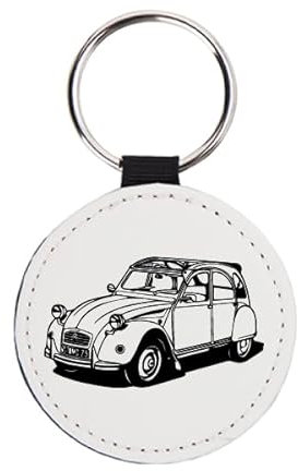 La Ruotante Porte-clés rond adapté à la voiture Vintage Dyane Vintage, Blanc, Taille Unique