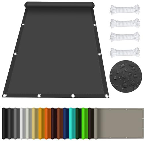 Toldo Vela de Sombra Rectangular 0.6 x 1.4 m Impermeable Lona Camping Sombra Toldos con Ojales y Cuerdas de Fijación Toldo para Pergola para Patio Exteriores, Gris Oscuro